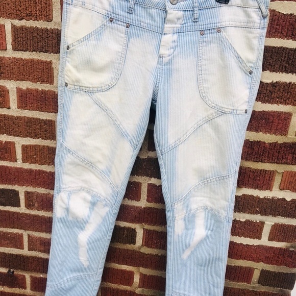 Free People Bleached "Conductor" Striped Moto Jeans - Picture 4 of 8